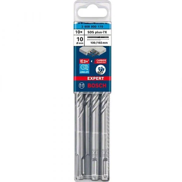 Bosch Broca Professional Expert Sds Plus-7x 10x100x165 Mm Reinforced Concrete Drill 10 Unidades Prateado