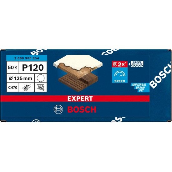 Lixas EXPERT C470 125 mm, G 120, 50 unidades refª 2608900954 BOSCH