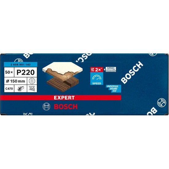 Lixa EXPERT C470 multiperfurada para lixadeiras excêntricas, 150 mm, G 220, 50 unidades refª 2608901142 BOSCH