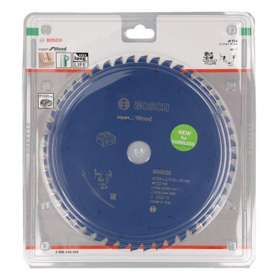 Disco para serra sem fios Expert for Wood 254x2,1/1,6x30 T48 refª 2608644686 BOSCH