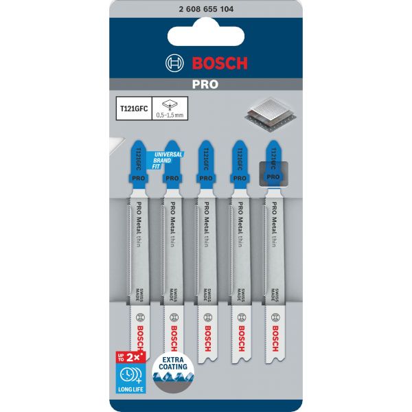 Bosch Lâmina de Serra Vertical PRO Metal thin T121GFC 92 mm 5 Unidades