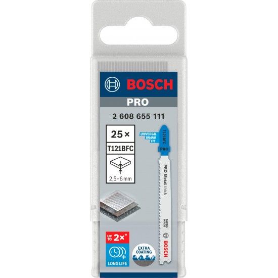 Lâmina de serra vertical PRO Metal thick T121BFC 92 mm, 25 unid. refª 2608655111 BOSCH