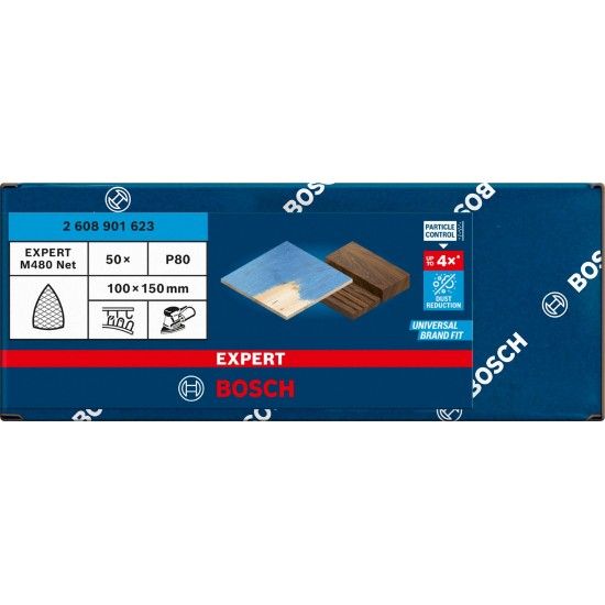 Rede de lixa EXPERT M480, 100 x 150 mm, G 80, 50 unidades refª 2608901623 BOSCH