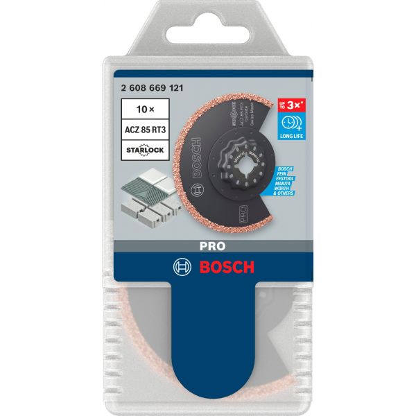 Bosch Lâminas de segmento multimaterial PRO ACZ 85 RT3 para argamassa e betão celular 85 x 2,5 mm 10 unidades