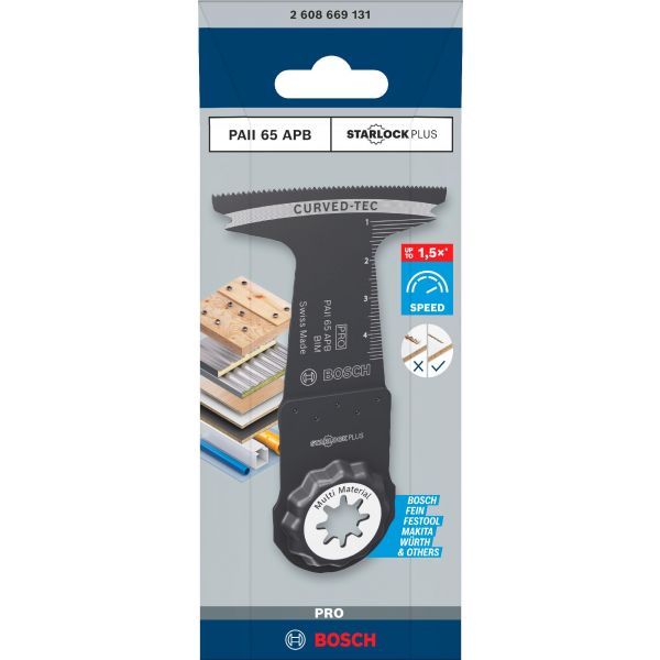 Bosch Lâmina Multiferramenta PRO PAII 65 APB 65mm Bi-Metal StarlockPlus para Madeira com Pregos e Sanduíche de Metal