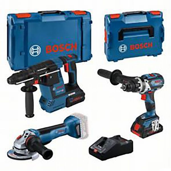 Bosch Professional 3 Kit Gbh Gsr Gws Bat 4ah 8ah Battery Hammer