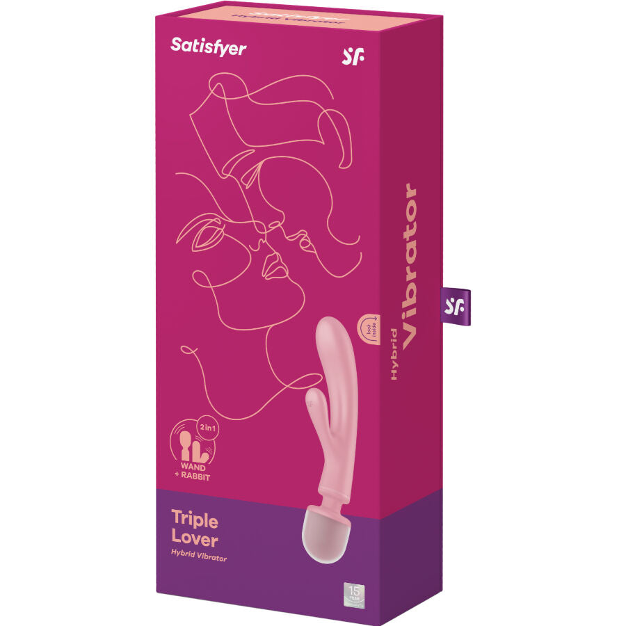 Satisfyer Triple Lover Cabeça de Massagem e Vibrador Pink 23,8 cm