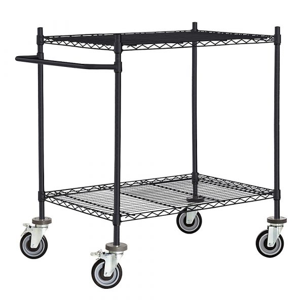 Kaiser+kraft Mesa em Grade de Arame Rodas, Preta, 2 Andares, Cxlxa 910 X 610 X 1025 mm Preto Profundo Ral 9005 - M3209012-499249