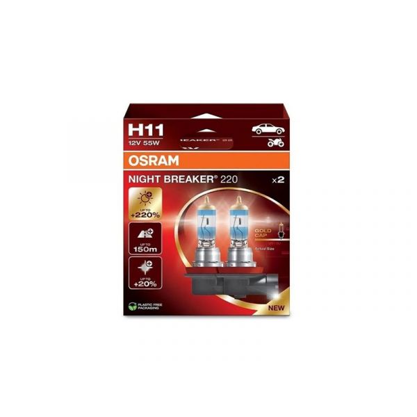 Osram Kit 2 Lâmpadas H11 12V/55W Night Breaker® 220 Hb 12 - 64211NB220-2HB