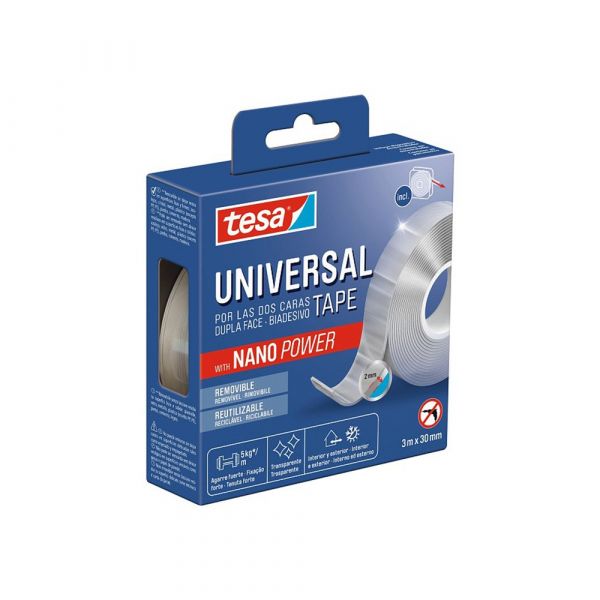 Tesa Nano Power Universal 55810 Fita Adesiva Dupla Face Transparente 30mm x 3m