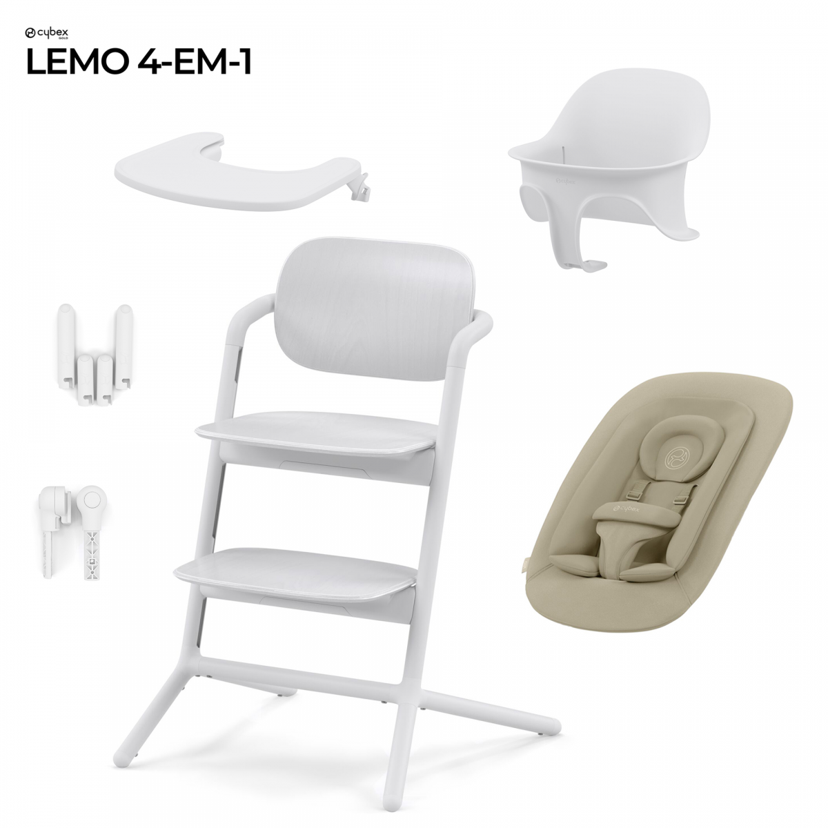 Cybex Conjunto Lemo Nova Geração 4 em 1 All White
