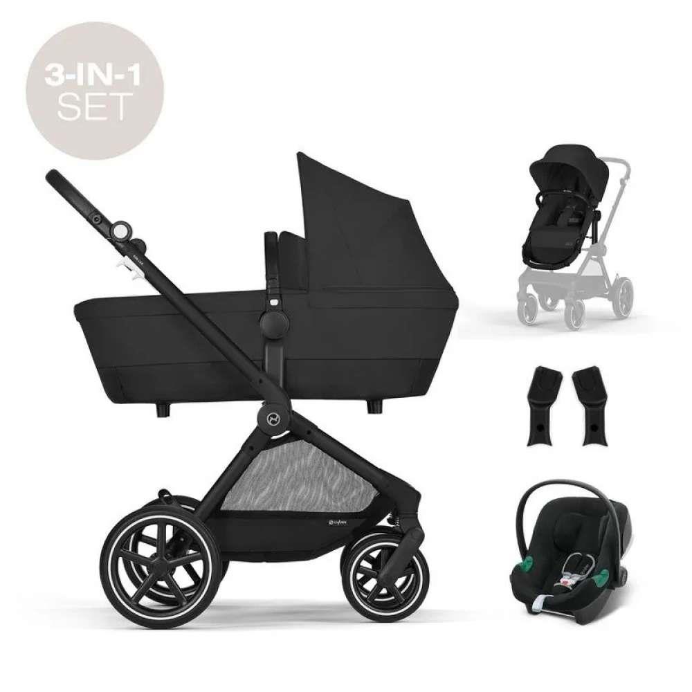 Pack Eos Lux 3 em 1 Moon Black com Cadeira Auto Aton B2