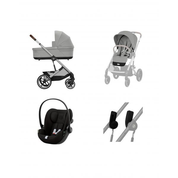 Trio Cybex One Box Balios S Lux + Cloud G i-Size + Adaptadores + Alcofa S Lux Stone Grey