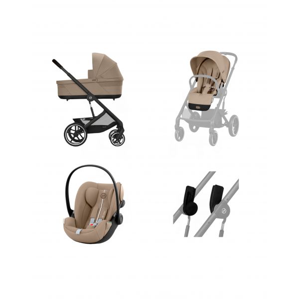 Trio Cybex One Box Balios S Lux + Cloud G i-Size + Adaptadores + Alcofa S Lux Almond Beige Plus