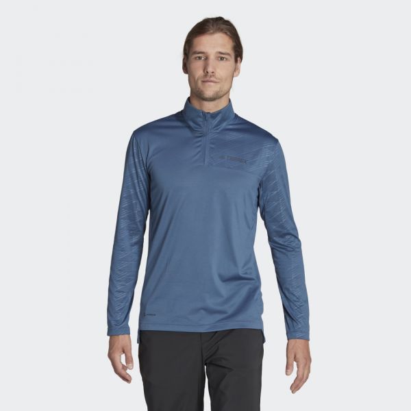 adidas T-Shirt com Meio Fecho Multi TERREX Wonder Steel S - HI1616-S