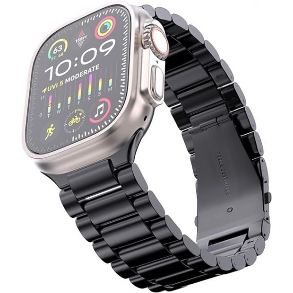 Bracelete Aço Apple Watch Black 42/ 44/ 45 mm