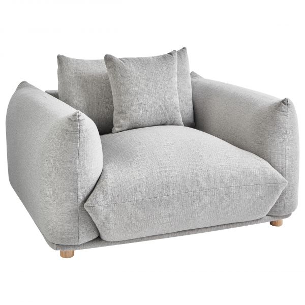 Beliani Poltrona Macia em Tecido Cinzento Claro com Pernas de Madeira Estilo de Decoração Escandinavo Moderno
