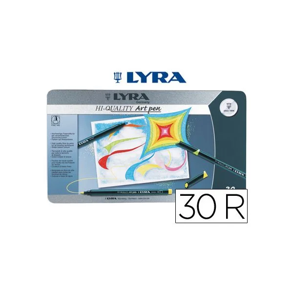 Lyra Caixa Metálica 30 Marcadores Hi Quality Art Pen - 6751300