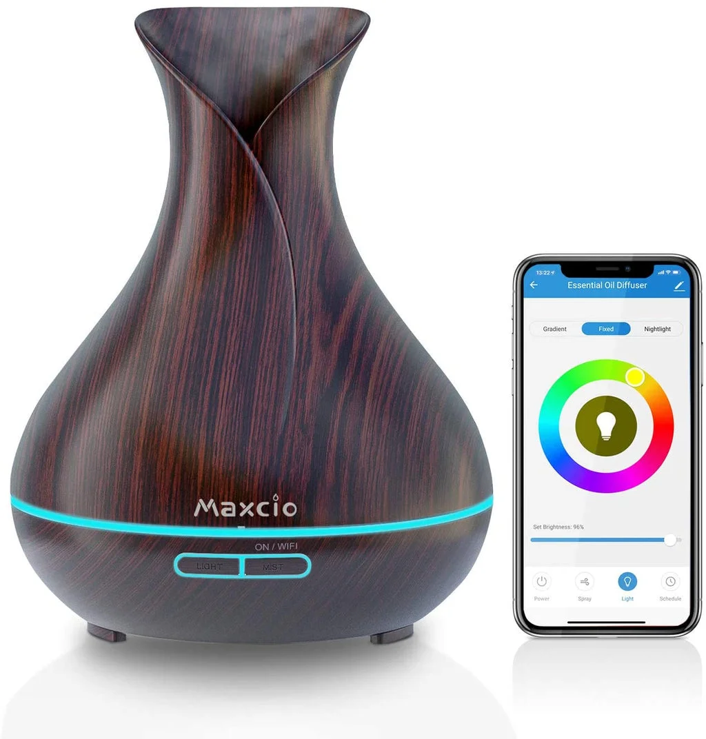 Humidificador + Difusor de Aromas Inteligente Castanho Escuro WiFi