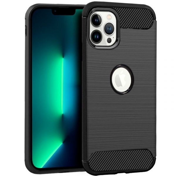 Capa Silicone Carbon iPhone 13 Pro Max Preto