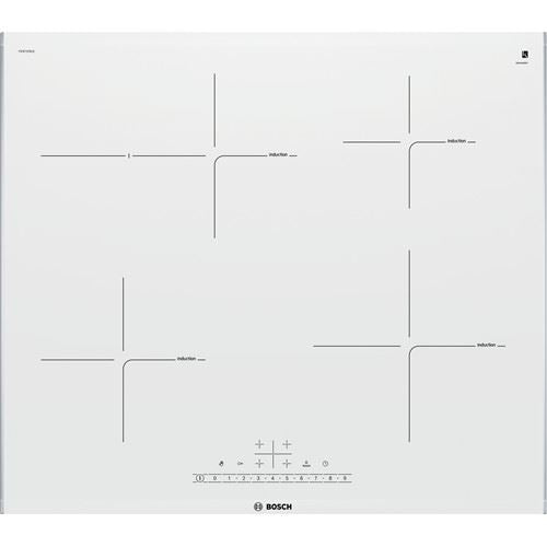 Placa de Indução Bosch PIF672FB1E | 60,6 cm | 4 Zonas | Aço inoxidável, Branco