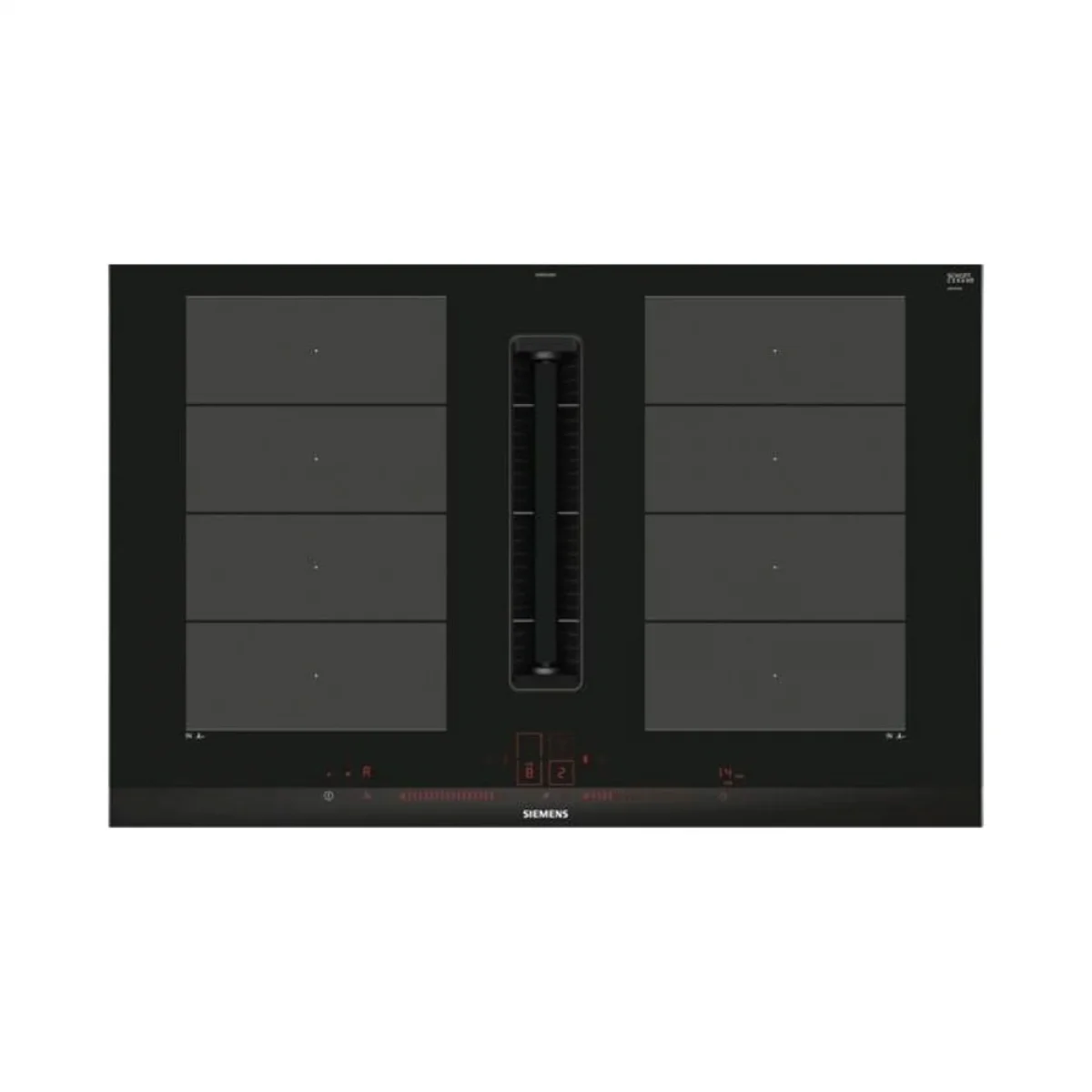 Siemens iQ700 EX875LX67E placa Preto, Aço inoxidável Encastre 80 cm Placa com zona de indução 4 zona(s)