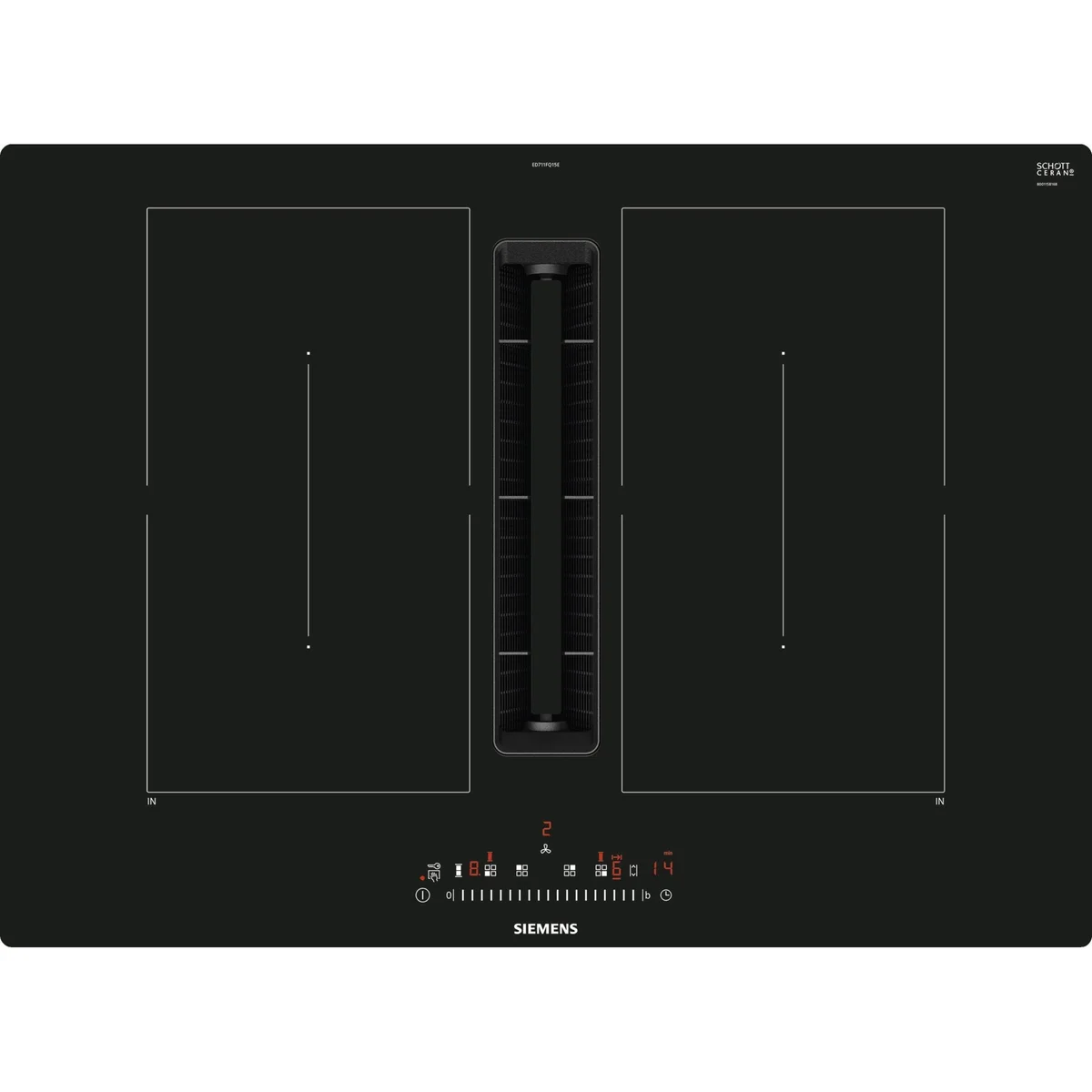 Placa de indução Siemens iQ500 ED711FQ15E | 70cm, Preto, 3600W