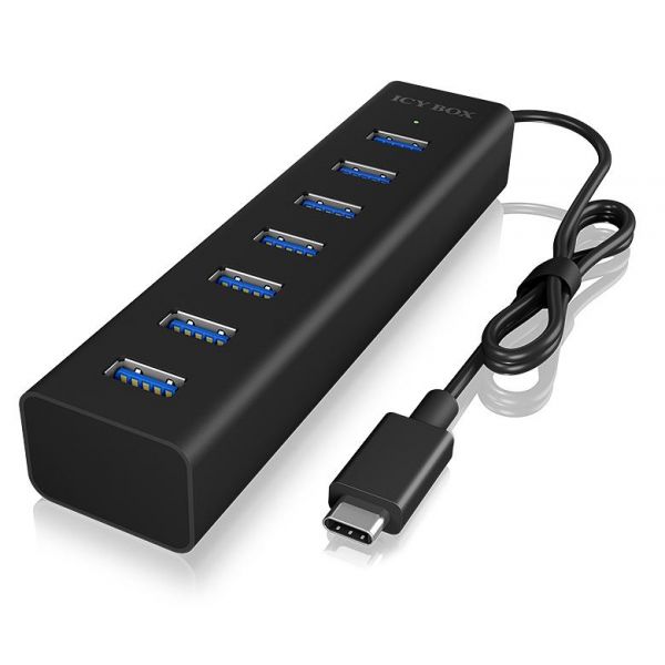 Icy Box Hub USB C - 7x USB A (Preto) - IB-HUB1700-C3