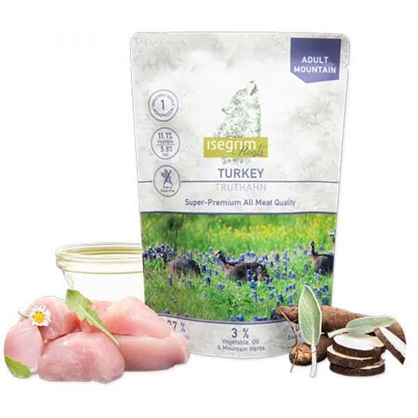 Ração Húmida Isegrim Roots Monoprotein Super Premium Perú, Óleo de Girasol e Ervas 410 gr