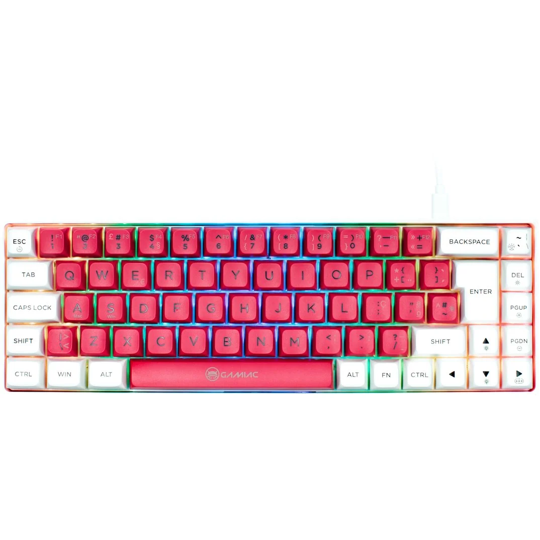 Teclado Mecânico GAMIAC TKL RGB69G SF Kailh Blue Branco/Verm