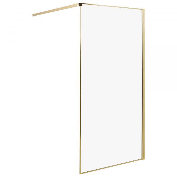 Beliani Painel de Duche em Vidro Temperado 100 x 190 cm sem Porta com Armação Dourada
