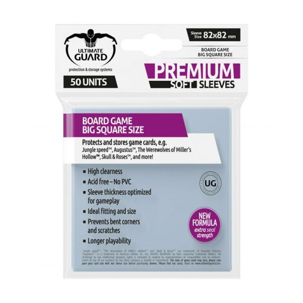 Ultimate Guard Premium Soft Sleeves for Board Game Cards Big Square (50) - 96041