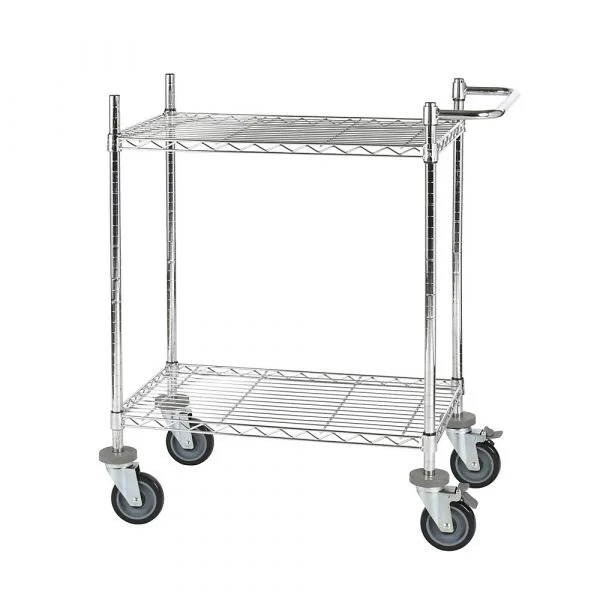 Kaiser+kraft Mesa em Grade de Arame Rodas, Cromada, 2 Andares, Cxlxa 760 X 460 X 1025 mm Cromado