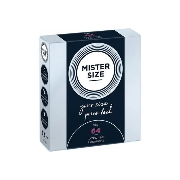 Erotic Mister Size 64 (3 Pack) Preservativos Natural , Latex