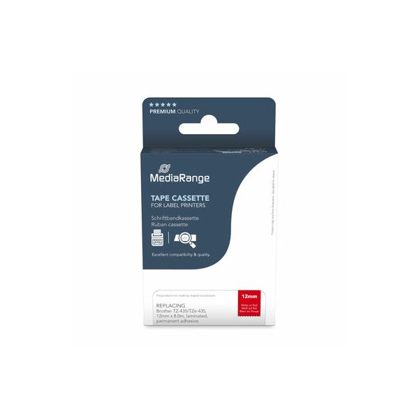 Fita Impressão MediaRange Brother TZ-435 TZe-435 12mm 8m Branca Compatível
