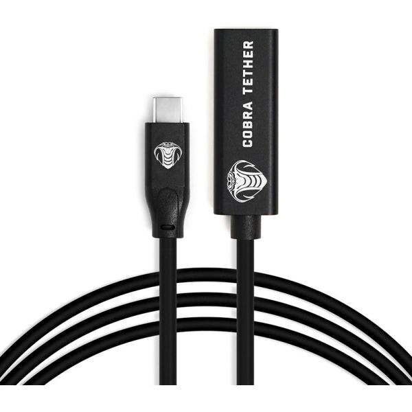 Cobra Tether Extensão USB-C/USB-C Fêmea 5m Preto