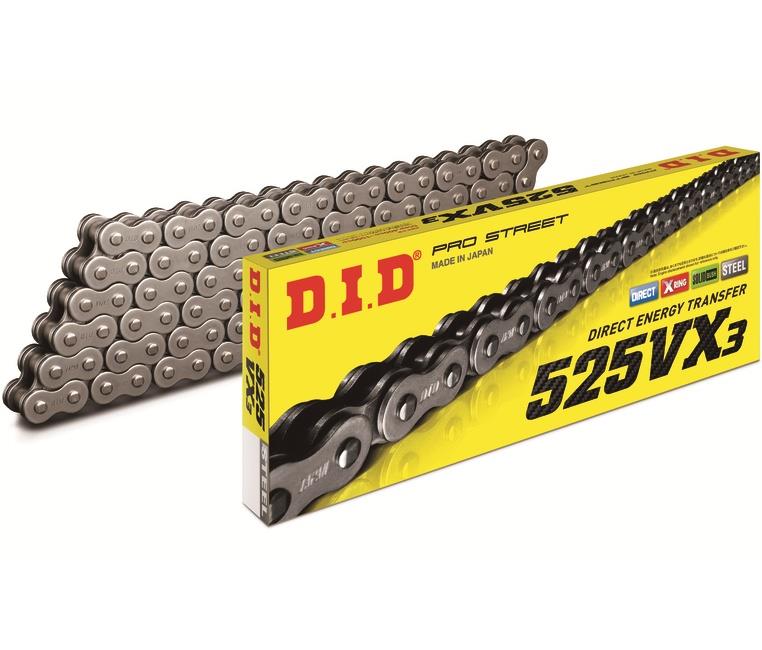 CORRENTE MOTO DID 525 VX3 X-RING 100 ELOS PRETO