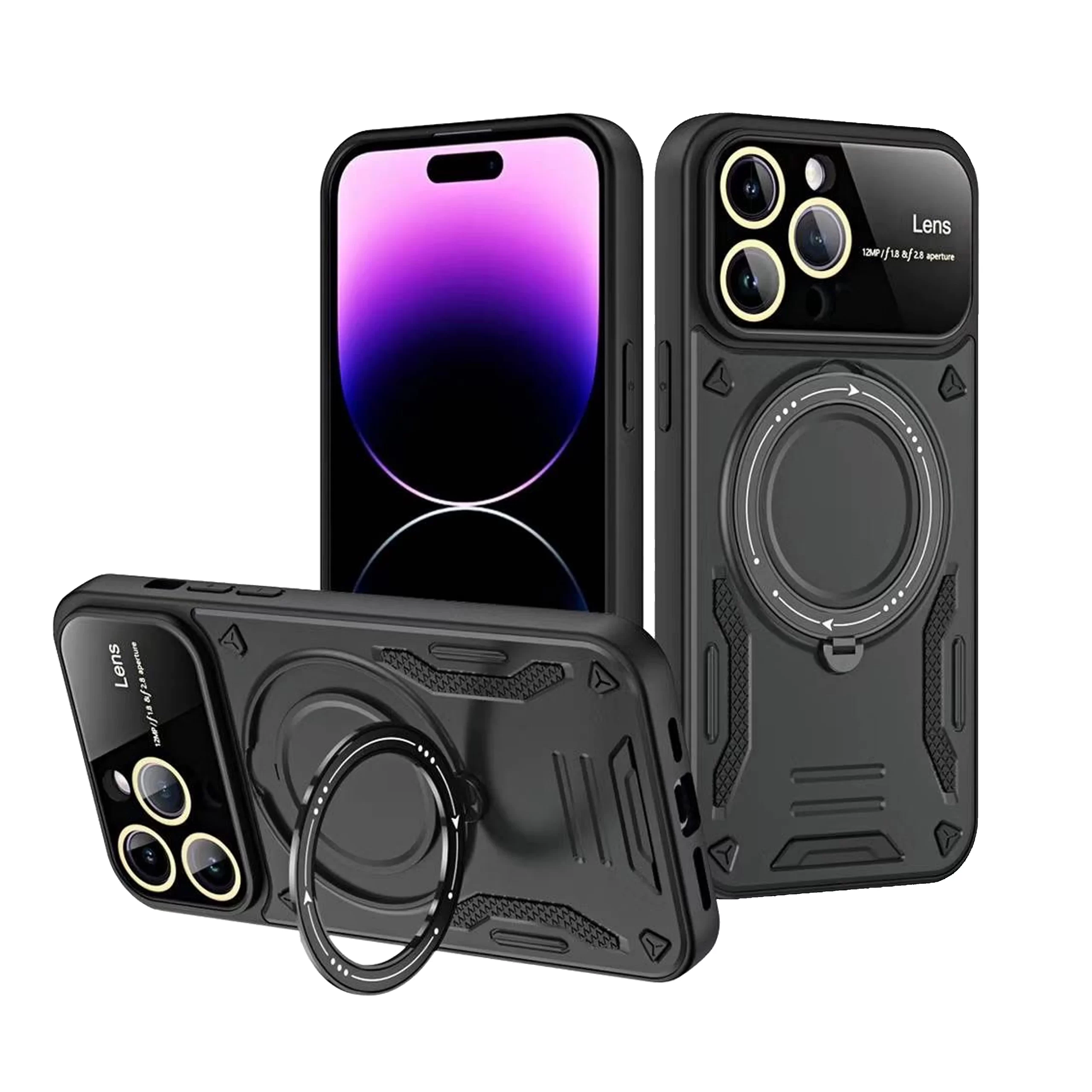 Capa Cover Lens com anel iPhone 14 Pro Preto