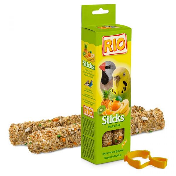 Rio Sticks Periquitos e Pássaros Exóticos Fruta Tropical 2x40gr