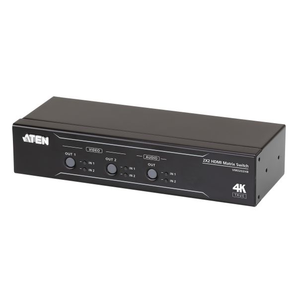 Aten VM0202HB-AT-G Switch Matriz HDMI 2x2 4K com Desincorporador de Áudio Preto