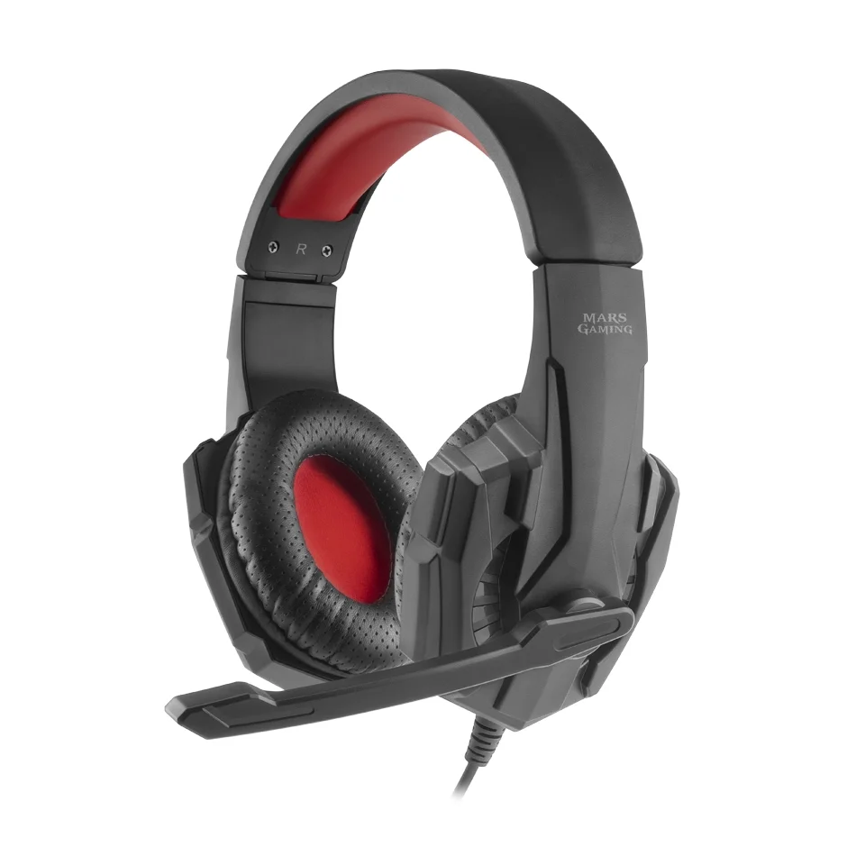 Mars Gaming MH020 Auriculares Gaming con Microfono Plegable – Diadema Ajustable – Almohadillas Acolchadas – Control en Cable – Cable de 2m