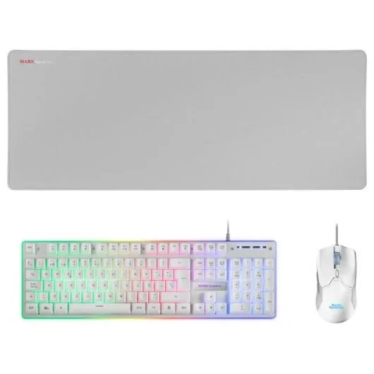 Mars Gaming MCPX Combo Teclado (Teclado Espanhol) + Rato + Tapete XXL Branco