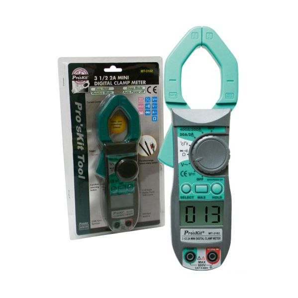 Pro's Kit Mini Pinça Amperimétrica AC 400A com 3 ½ Dígitos - MT-3102