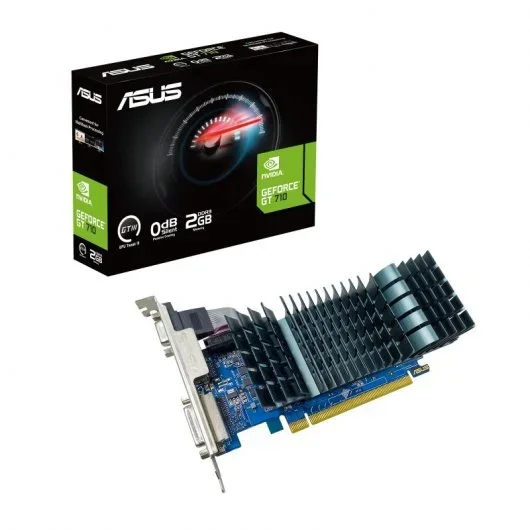 Asus GeForce GT 710 Tarjeta Grafica 2GB GDDR3 EVO NVIDIA – PCIe 2.0, HDMI, DVI-D, VGA
