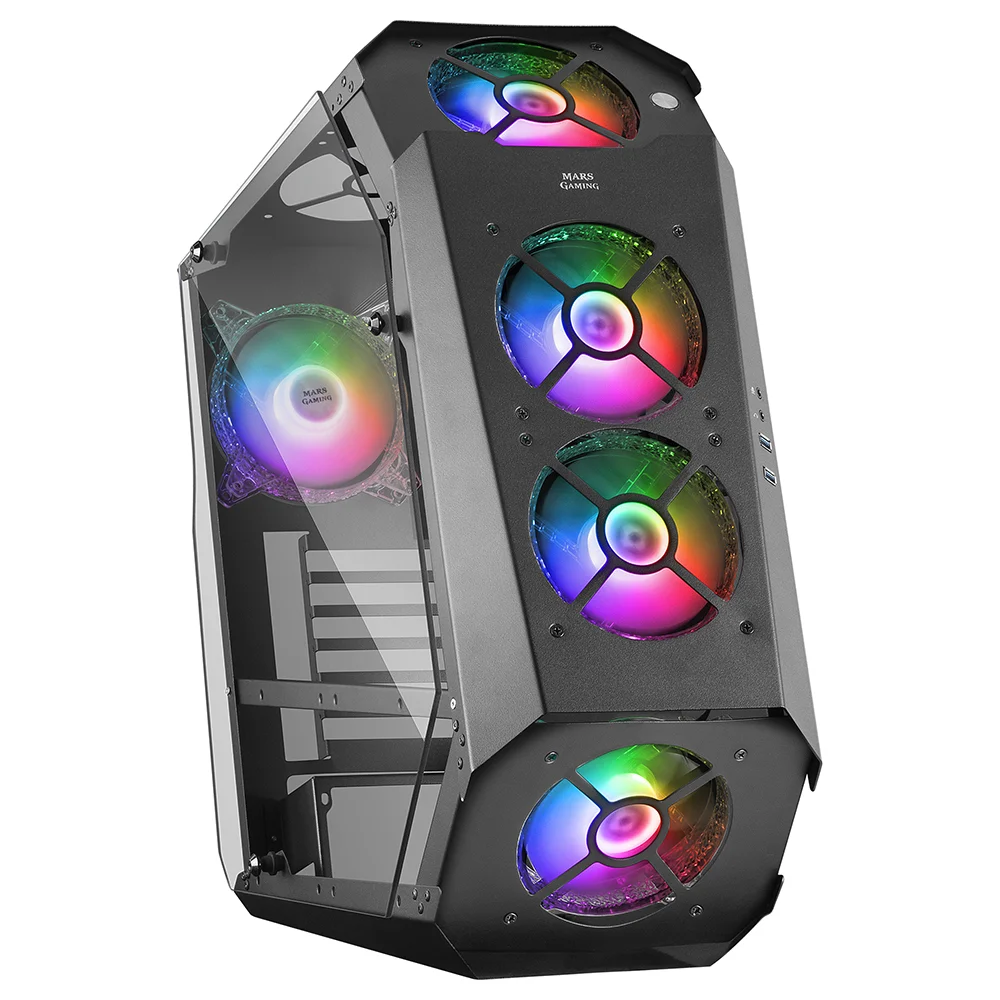 Caixa Mars Gaming MC51 ARGB Preto ATX Vidro Temperado