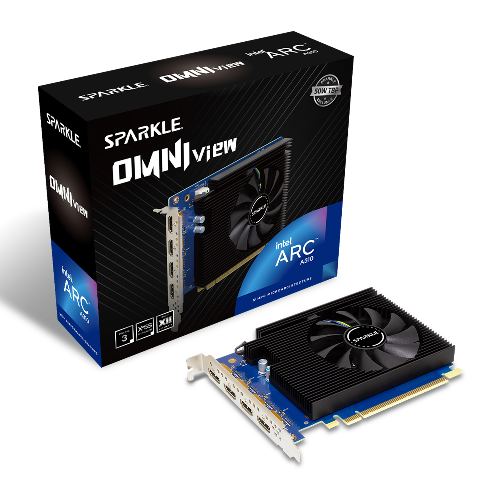 Sparkle Intel Arc A310 Omni View 4GB GDDR6 Placa Gráfica com Baixo Consumo e 4x HDMI
