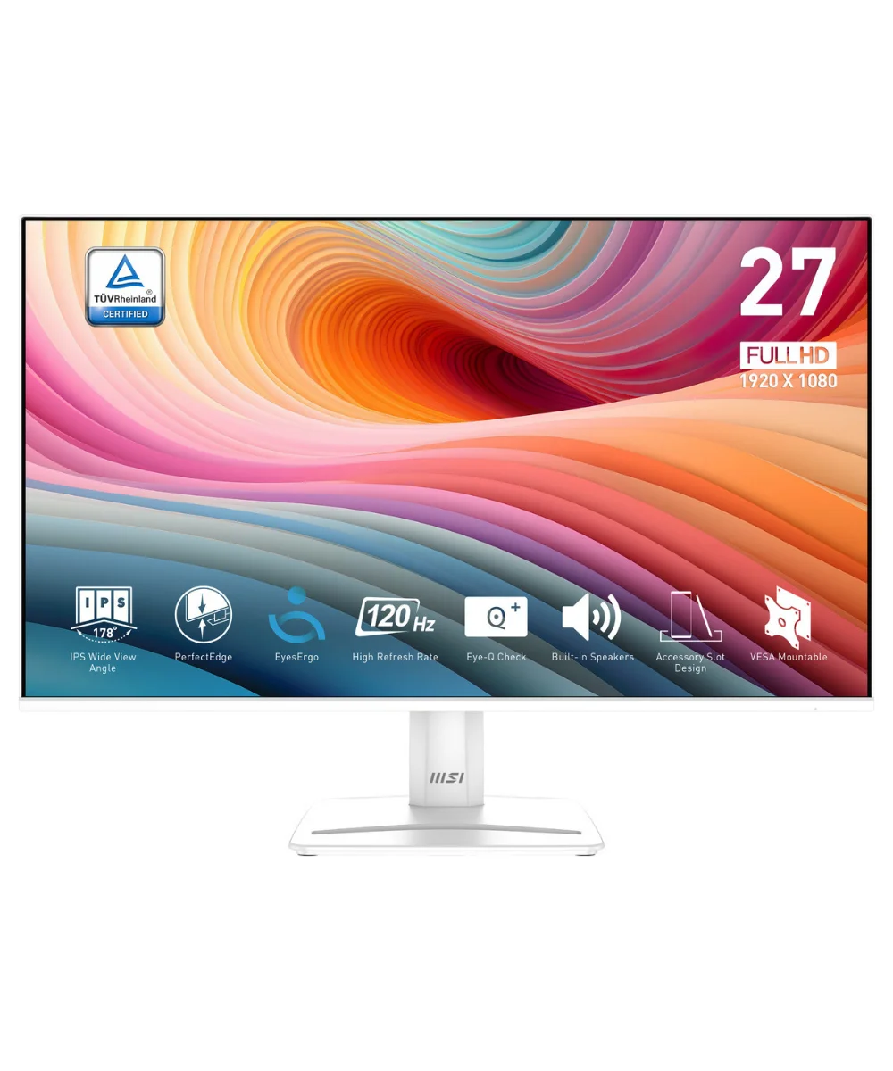 Monitor MSI 27″ PRO MP275W E2 IPS FHD 16:9 120Hz Adaptive Sync (1ms) Branco