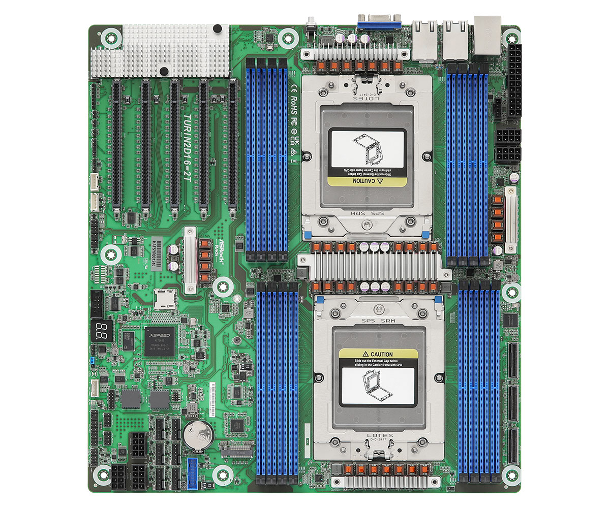 Plyta glówna AsRock TURIN2D16-2T 2x SP5 AND Epyc 9004/9005 Soc (16x DIMM 2x MCIO up to 16xSATA 1xM.2 2x10Gbe IMPI EEB )