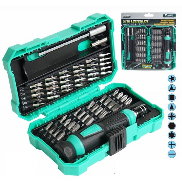 Pro's Kit Estojo de Chave C/ 57 Bits e Extensor - SD-9857M
