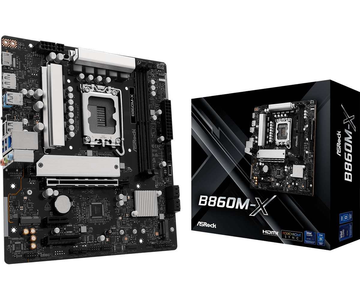 Motherboard Asrock B860M-X LGA 1851 Micro ATX DDR4 PCIe 3.0 M.2 USB 3.1 Gen2 Áudio HD